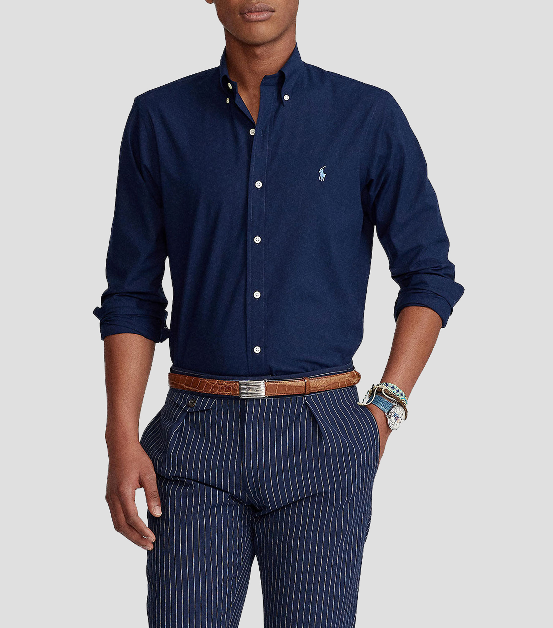 Camisa lisa manga larga Hombre